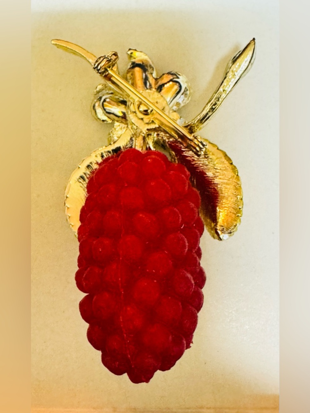 Gold-Tone Raspberry Leaf Brooch - Picture 2 of 2